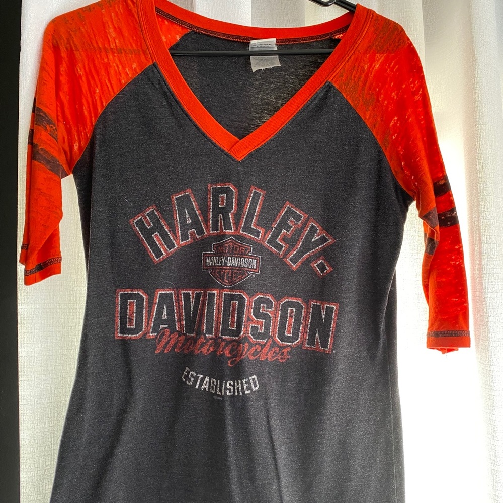 2/$25 Harley Davidson burn out 3/4 tee